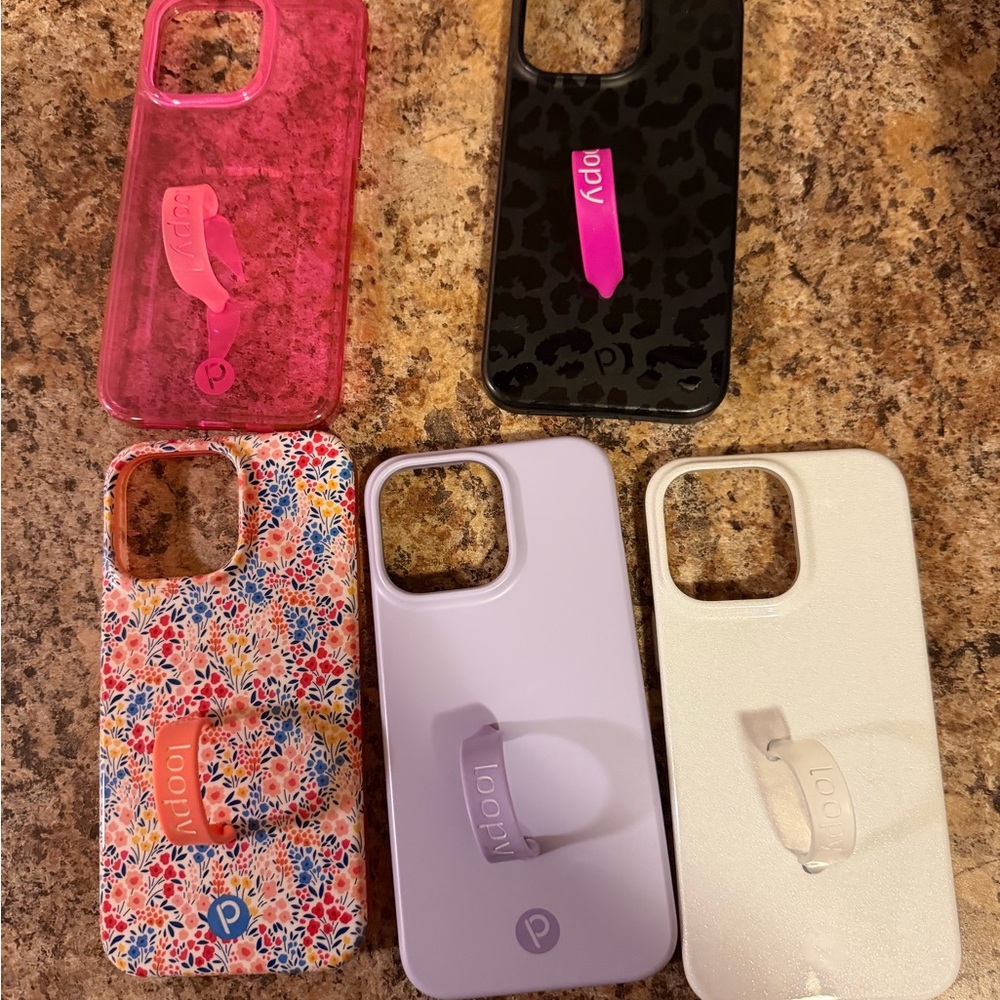 Set of 5 IPhone pro Max 14 6.7 righty loopy cases